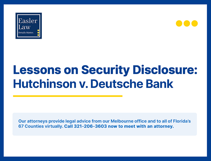 Lessons on Security Disclosure: Hutchinson v. Deutsche Bank